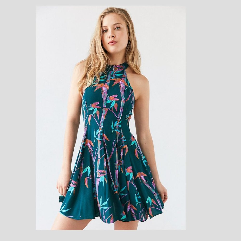 Urban Outfitters floral mock neck mini dress